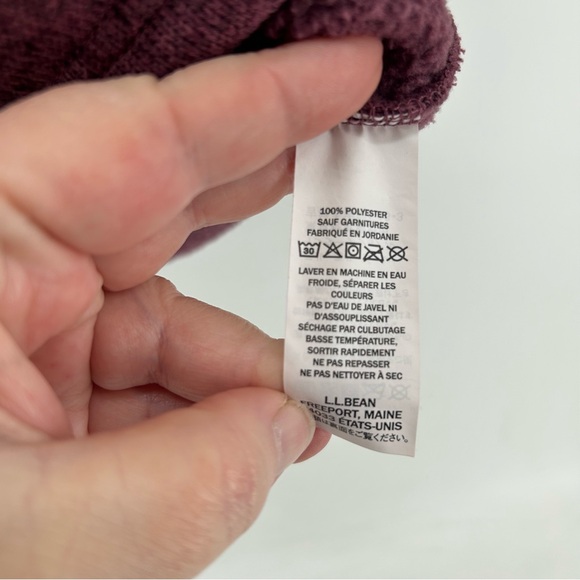 LL Bean Sweater Vest Fleece Full Zip Women's Large Berry Zip Pockets Logo - Picture 5 of 8